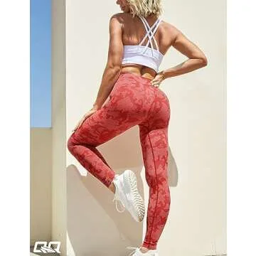 QOQ Yoga Pants for Women Workout Camo High Waisted Seamless Gym Athletic Leggings