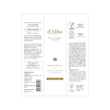 d'alba Piedmont Italian White Truffle First Spray Serum, Vegan Skin Care, Hydrating Face Moisturizer, Glow Serum for Radiant Skin, Non Comedogenic, All In One Mist, Korean Skin Care (1.69 fl oz.)