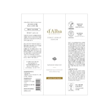 d'alba Piedmont Italian White Truffle First Spray Serum, Vegan Skin Care, Hydrating Face Moisturizer, Glow Serum for Radiant Skin, Non Comedogenic, All In One Mist, Korean Skin Care (1.69 fl oz.)