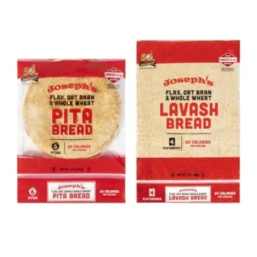 Joseph's 2-Pack Value Variety Bundle, Flax Oat Bran Whole Wheat Lavash Bread (4 Lavash Squares Total...