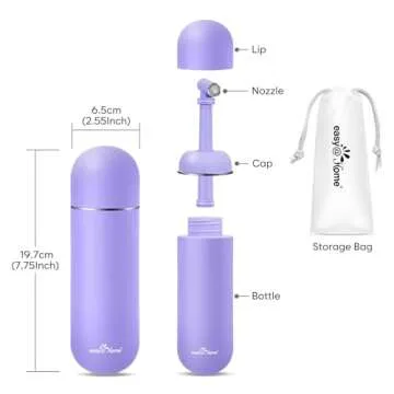 Easy@Home Portable Peri Bottle for Postpartum & Perineal Care: Handheld Bidet Perfect for Personal Hygiene Cleaning & Travel Friendly | 380ml Leakproof & Convenient Design | EPB-01 Purple