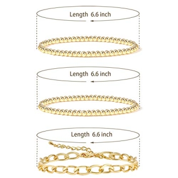 Adjustable Gold Beaded Bracelets Set for Women