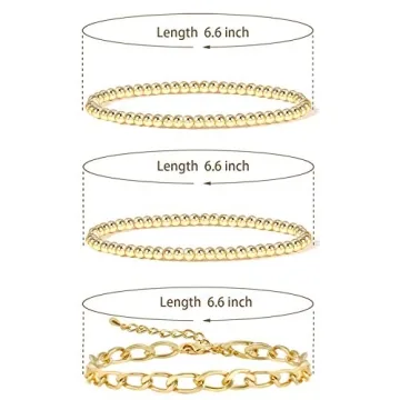 Adjustable Gold Beaded Bracelets Set for Women