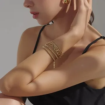 Adjustable Gold Beaded Bracelets Set for Women