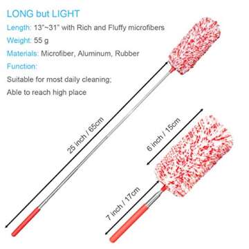 Tonmp 4 Pcs, [Microfiber] Hand [Duster] [Washable] Microfibre Cleaning Tool Extendable [Duster]s for...