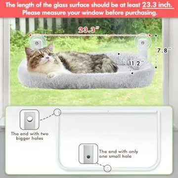 AMOSIJOY Cordless Cat Window Perch with Strong Suction Cups and Foldable Design for Indoor Cats