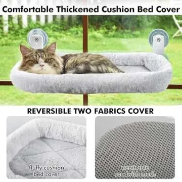 AMOSIJOY Cordless Cat Window Perch for Comfortable Sunbathing