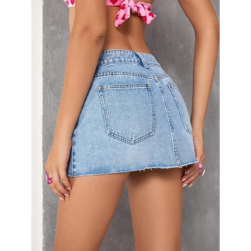 Trending COZYEASE Denim Mini Skirt with Pockets for Women