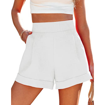 Uincloset Casual Elastic High Waist Denim Shorts for Summer Comfort