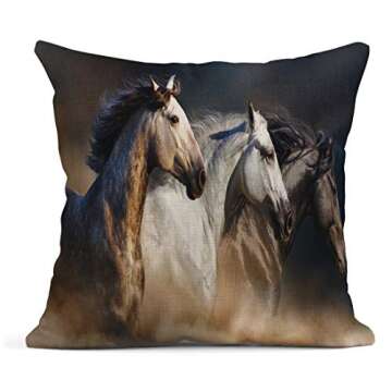 ArtSocket 4 Throw Pillow Covers with Horse Herd Design
