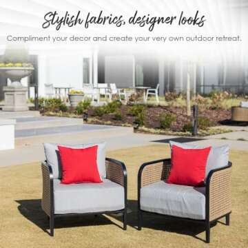 RSH DECOR: Sunbrella Square Throw Pillows Set of 2 | 24" x 24" | Water and Fade-Resistant Performance Fabric | Outdoor Pillow Covers with Down-Alternative Inserts | Shore Classic Black