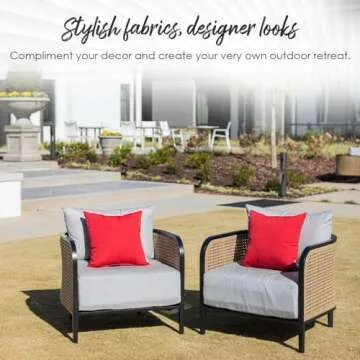RSH DECOR: Sunbrella Square Throw Pillows Set of 2 | 24" x 24" | Water and Fade-Resistant Performance Fabric | Outdoor Pillow Covers with Down-Alternative Inserts | Shore Classic Black