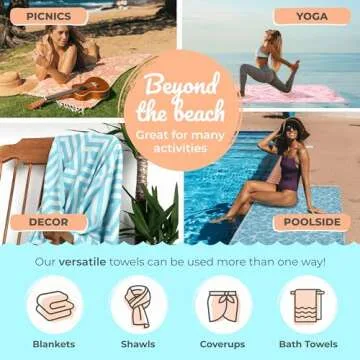 Nova Blue (37 x 69) - Orange Zigzag Beach Towel, 100% Turkish Cotton - Sand Resistant Beach Towels with Unique Designs - Quick Dry Turkish Bath Towels