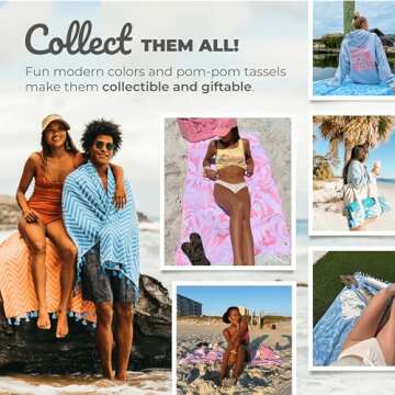 Nova Blue (37 x 69) - Orange Zigzag Beach Towel, 100% Turkish Cotton - Sand Resistant Beach Towels with Unique Designs - Quick Dry Turkish Bath Towels