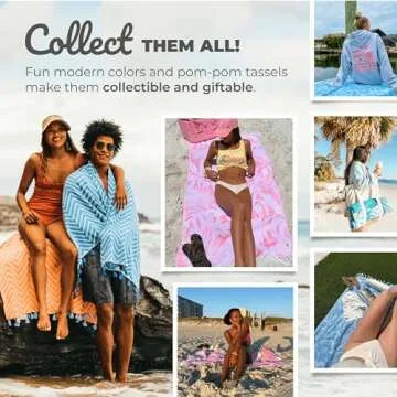 Nova Blue (37 x 69) - Orange Zigzag Beach Towel, 100% Turkish Cotton - Sand Resistant Beach Towels with Unique Designs - Quick Dry Turkish Bath Towels