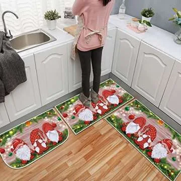 Merry Christmas Kitchen Mat Set - Holiday Non-Slip Rugs
