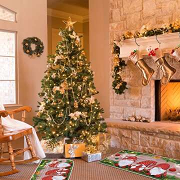 Merry Christmas Kitchen Mat Set of 3, Non Slip Xmas Winter Holiday Kitchen Floor Rugs, Comfort Carpet for Hallway Entryway Door Bathroom Laundry Christmas Holiday Decoration 18x30+18x30DShape+20x40B