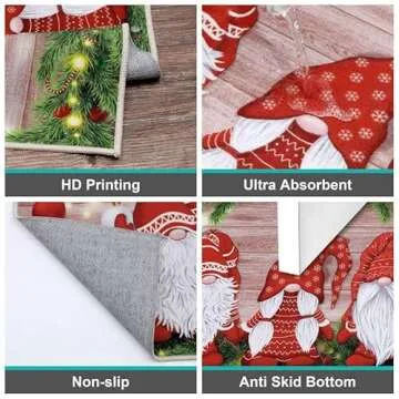 Merry Christmas Kitchen Mat Set - Holiday Non-Slip Rugs