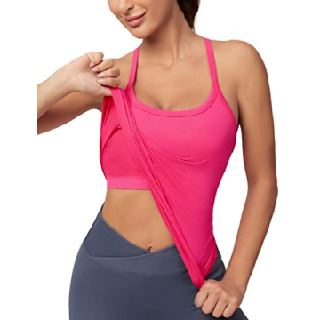 MathCat Workout Tank Tops for Women with Built in Bra, Sleeveless Gym Tops Seamless Racerback Athlet...