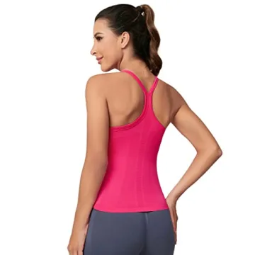 MathCat Women's Seamless Athletic Tank Top with Built-in Bra