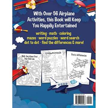 Airplane Activity Book for Kids Ages 4-8: Fun Airplane Activities for Kids. Travel Activity Workbook...