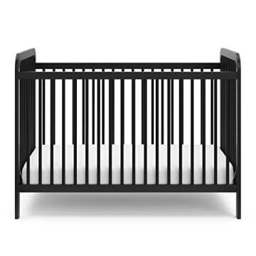 Storkcraft Pasadena 3-in-1 Convertible Crib (Black) – GREENGUARD Gold Certified, Converts to Daybed and Toddler Bed, Fits Standard Full-Size Crib Mattress, Adjustable Mattress Height