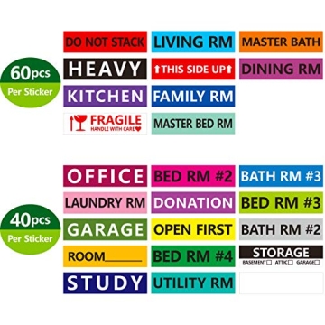 1200 Pcs Color-Coded Home Moving Box Labels for Easy Organization
