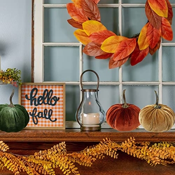 Fall Velvet Pumpkins Set for Thanksgiving and Halloween Decor
