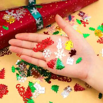 MARFOREVER Christmas Day Confetti Glitter Table Decorations Party Scatter Confetti, Red Green White ...