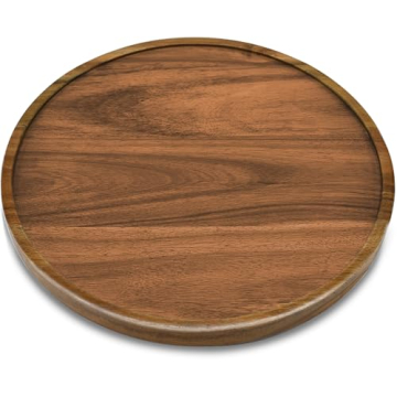 12" Acacia Wood Lazy Susan for Kitchen Organization