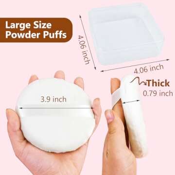 3 Pack Extra Large Body Powder Puff and Container, Soft Cotton Powder Puffs 4.13 Inch Dusting Powder...