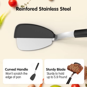 GEEKHOM Silicone Spatula Turner Set of 2 - 600°F Heat Resistant