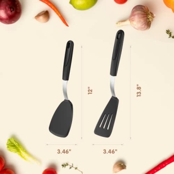 GEEKHOM Silicone Spatula Turner Set of 2 - 600°F Heat Resistant