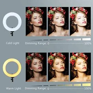 ZOMEI 14 inch LED Ring Light, Dimmable 41W 5500k Output Makeup and YouTube Video Light Professional Photography Lights with Stand, Orange Plastic Filters and Carrying Bag