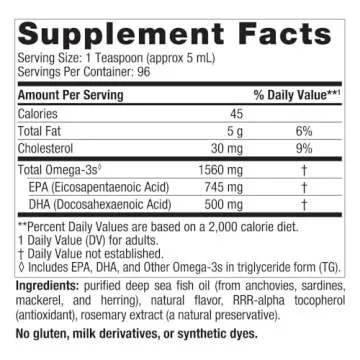 Nordic Naturals Omega-3, Lemon Flavor - 16 oz - 1560 mg Omega-3 - Fish Oil - EPA & DHA - Immune Supp...