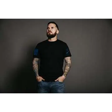 Grunt Style Blue Shield Men's T-Shirt - Black Medium