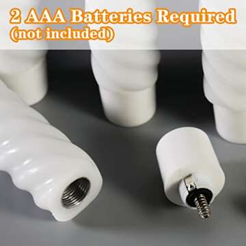 Girimax Short White Spiral Flameless Taper Candles with Remote, Flickering Battery Powered LED Wax Candlesticks Set of 6