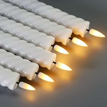 Girimax Short White Spiral Flameless Taper Candles with Remote, Flickering Battery Powered LED Wax Candlesticks Set of 6