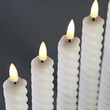 Girimax Short White Spiral Flameless Taper Candles with Remote, Flickering Battery Powered LED Wax Candlesticks Set of 6