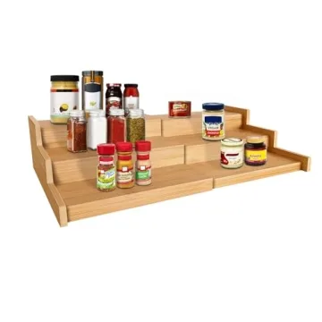 VenDotbi Spice Rack Organizer - Expandable Bamboo Spice Storage for Kitchen