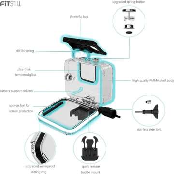 FitStill 148FT/40M Waterproof Housing for Go Pro Hero 2018/7/6/5 Black,Protective Underwater Dive Case Shell with Bracket Accessories for Go Pro Hero7 Hero6 Hero5 Black Action Camera