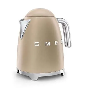 SMEG 50's Retro Style Electric Water Kettle with Automatic Shutoff, Removable Base, and Water Indicator, KLF03CHMUS, Matte Campagne