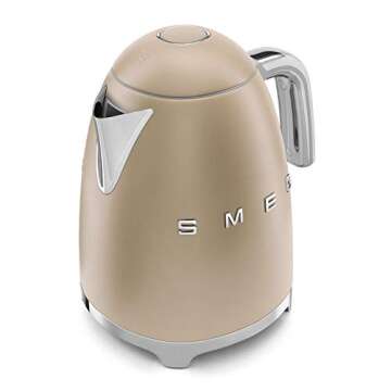 SMEG 50's Retro Style Electric Water Kettle with Automatic Shutoff, Removable Base, and Water Indicator, KLF03CHMUS, Matte Campagne