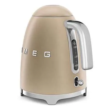 SMEG 50's Retro Style Electric Water Kettle with Automatic Shutoff, Removable Base, and Water Indicator, KLF03CHMUS, Matte Campagne