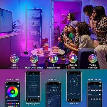 RGB Corner LED Floor Lamp - 64.5" Color Changing Ambiance