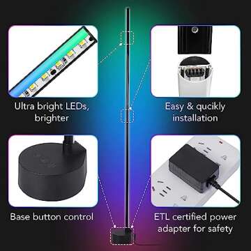 RGB Corner LED Floor Lamp - 64.5" Color Changing Ambiance
