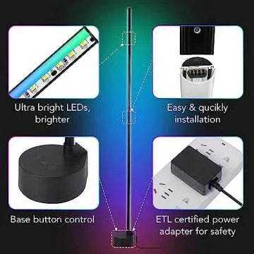 RGB Corner LED Floor Lamp - 64.5" Color Changing Ambiance