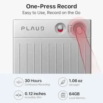 AI Voice Recorder, PLAUD Note Voice Recorder w/Case, App Control, Transcribe & Summarize with AI Technology, Support 112 Languages, 64GB Memory, Audio Recorder for Lectures, Meetings, Calls, Silver