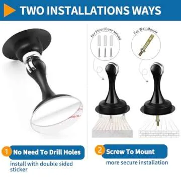 Door Stops 2 Pack, Magnetic Door Stoppers, Heavy Duty Stainless Steel, Magnetic Door Catch Door Holders for Wall Floor Mount, Double-Sided Adhesive Tape, No Need to Drill, Black