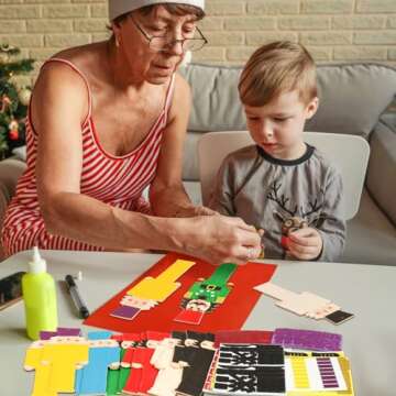 Fennoral 12 Pack Nutcracker Craft Kit for Kids Make You Own Foam Stickers Ornament DIY Christmas Art...